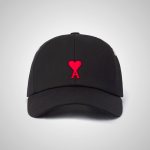 Ami Paris Ami De Coeur Embroidery Cap Black | ami_SE599