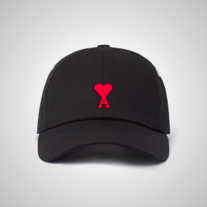 Ami Paris Ami De Coeur Embroidery Cap Black | ami_SE599
