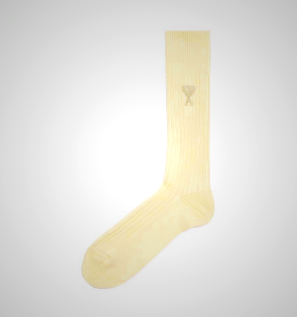 Ami Paris Ami De Coeur Plain Beige Socks | ami_SE178