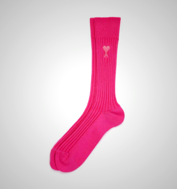 Ami Paris Ami De Coeur Plain Socks in Pink | ami_SE304