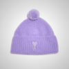 Ami Paris Ami De Coeur Pom Pom Beanie Hat in Purple | ami_SE165