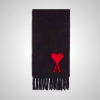 Ami Paris Oversized Ami De Coeur Scarf Black | ami_SE559