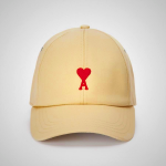 Ami Paris Red Ami de Coeur Embroidery Beige Cap | ami_SE112