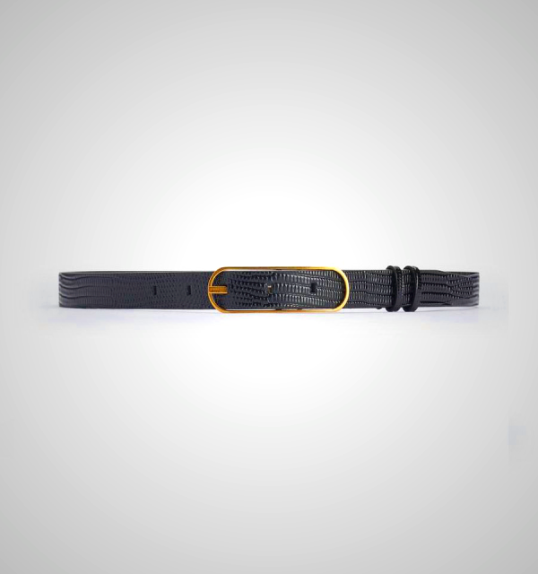 Ami Paris Thin Belt 20mm Black Leather Belt | ami_SE564