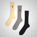 Ami Paris Three Pack Ami de Coeurs Strumpor Svarta Grå Beige | ami_SE385